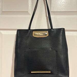 Elegant Black Leather Tote Bag
